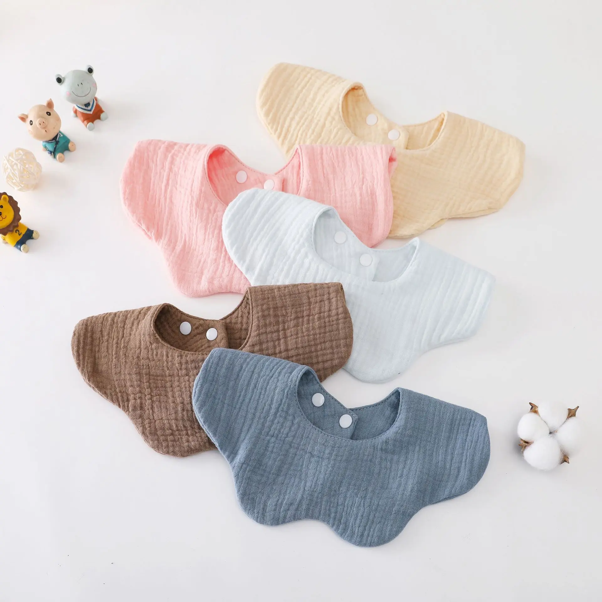 Babero de algodón liso para alimentación de bebé, babero para recién nacidos, toalla de Saliva de pétalos, paño suave para eructar, Baberos para niños pequeños - imagen 3