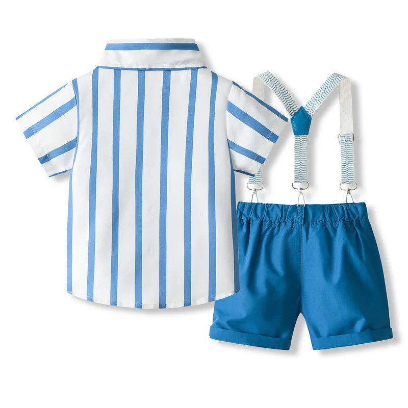Conjunto verano bebé: top rayas y pantalón corto con pajarita - imagen 2
