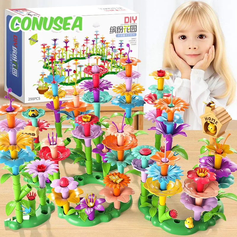 Bloques de construcción flores para jardín – Juego educativo DIY