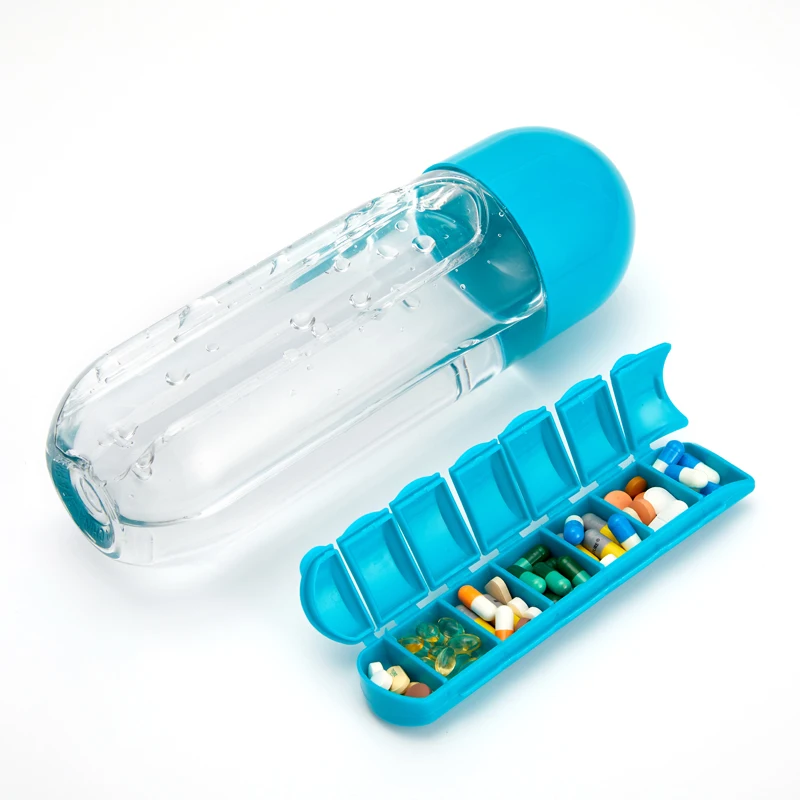 Organizador de pastillas con botella de agua portátil - imagen 4