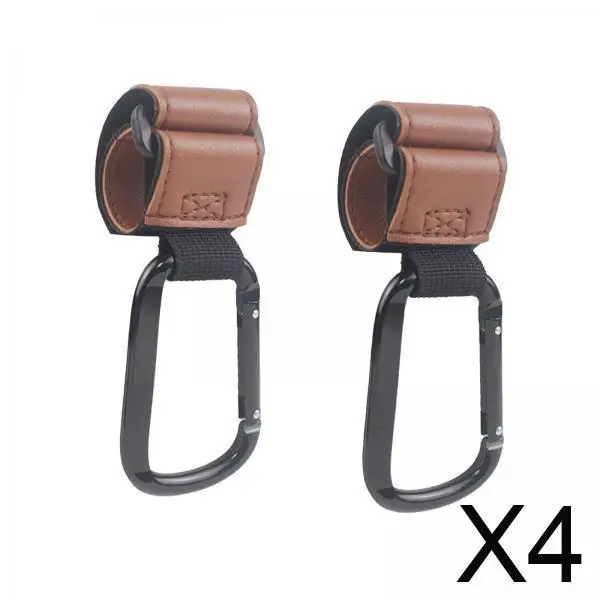 Ganchos universales de cuero PU para cochecito, Clips ajustables para colgar pañales, bolsas de compras para accesorios de cochecito infantil