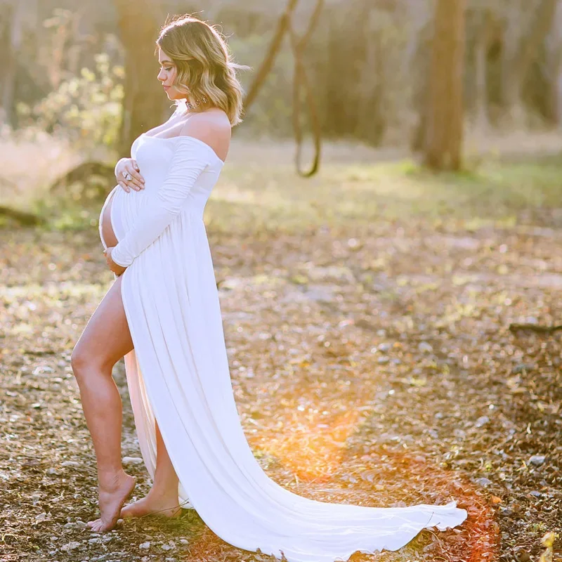 Vestido largo premamá sin tirantes para fotos de embarazo verano - imagen 2