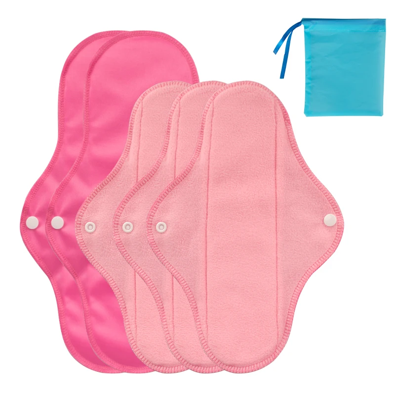 Compresas sanitarias reutilizables de tamaño S/M, toalla Polar pesada, forro de bragas lavable, almohadilla Menstrual para mamá con 1 bolsa húmeda, 5 uds. - imagen 5