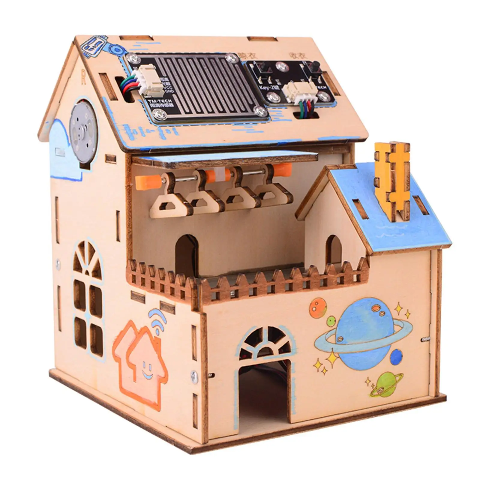 Kit de hogar inteligente de madera, kit electrónico de bricolaje con luz automática para niños escolares