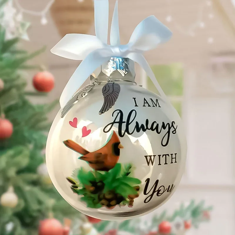 Christmas Tree Balls Ornament Souvenir Feather Memory Bauble Xmas Gifts Balls Pendant Angel In Heaven Decor Memorial Ornament - imagen 5