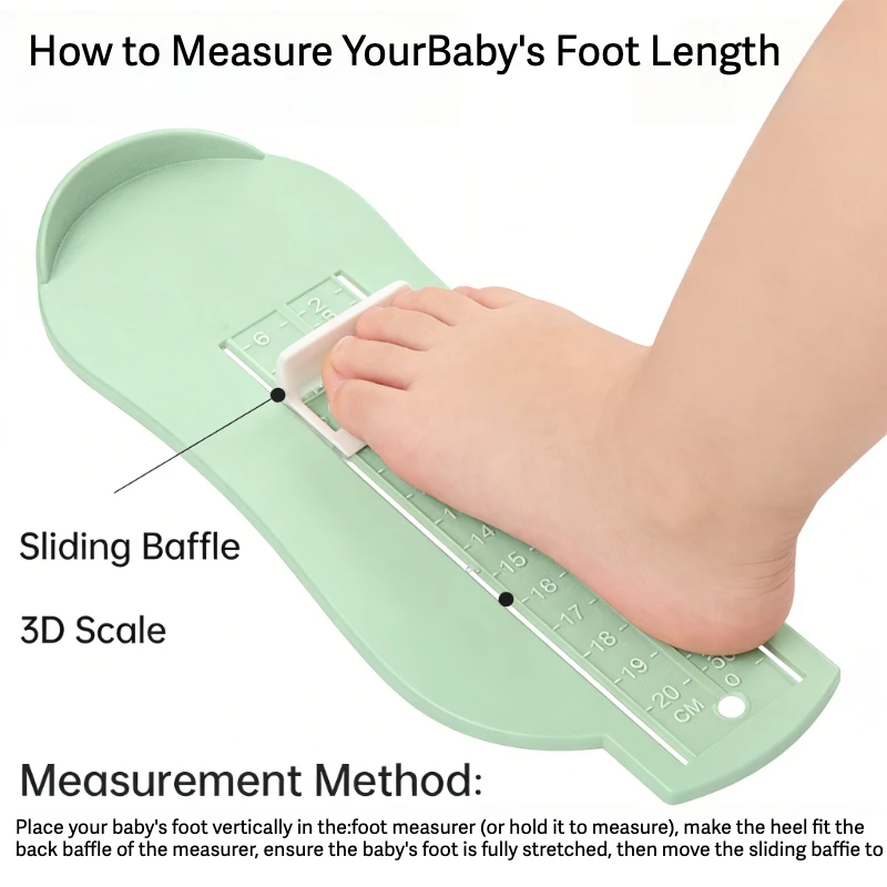 Calculadora de tamaño de zapato con regla para pie de bebé: Dispositivo de medición de longitud del pie para niños, guía de tamaño para zapatos para niños pequeños (0-4 años) - imagen 5