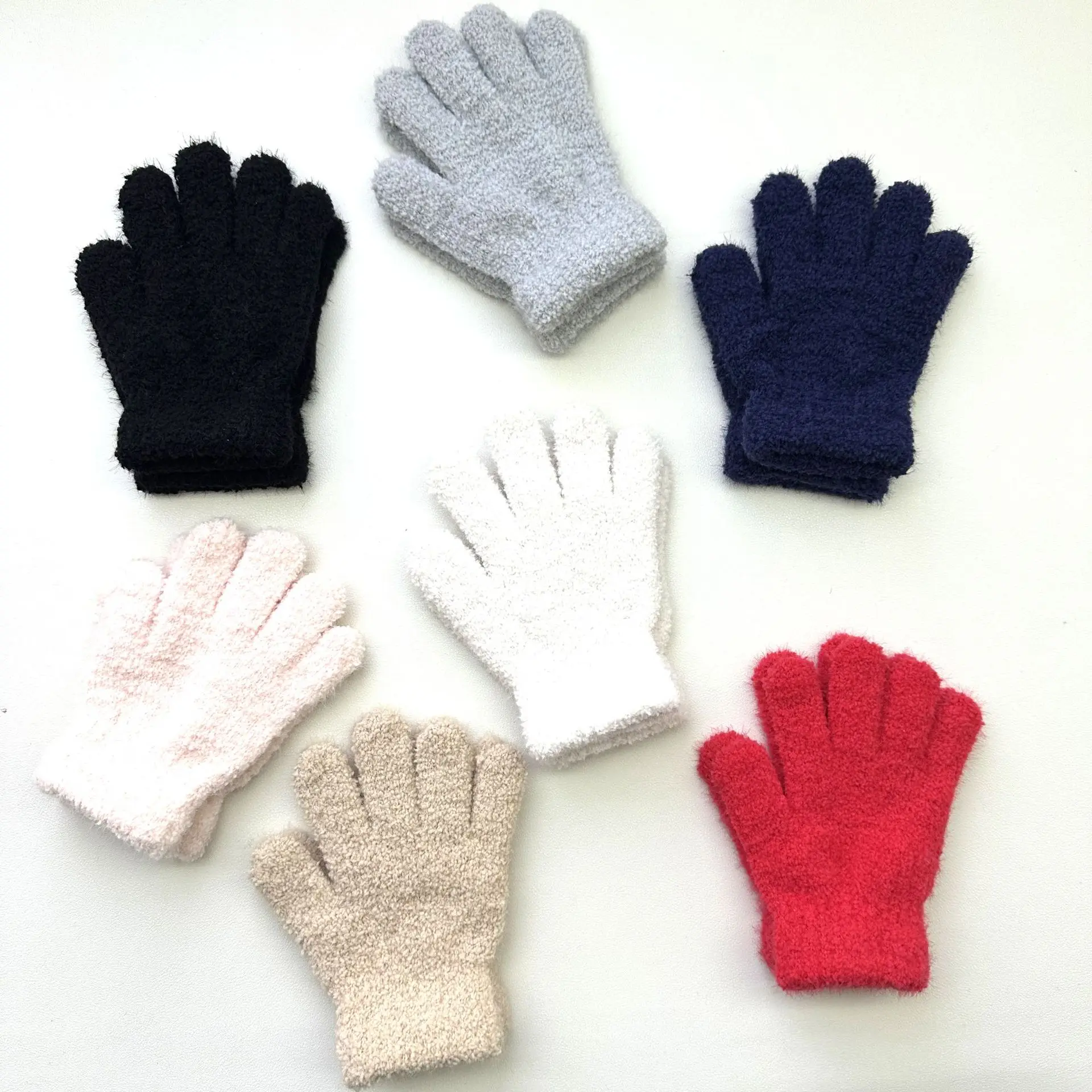 7-10Y niños Otoño Invierno guantes cálidos tejidos niños niñas estudiantes lindos guantes sólidos niñas deportes al aire libre montar guantes de esquí - imagen 2