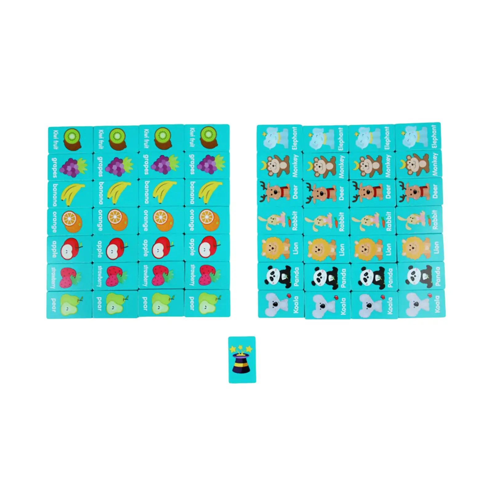 36x Wood Dominos Educational Toy Logical Training Game Practical Skill Fruit and Animals Puzzle Dominos for Kids Boys and Girls