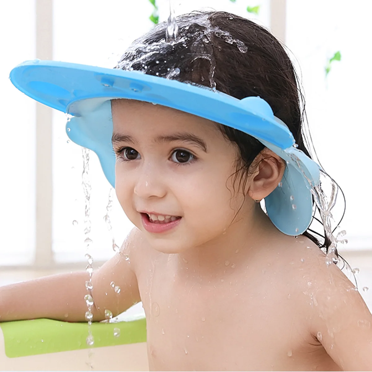 Gorros de champú impermeables para niños, gorros de ducha de baño ajustables de Eva para niños pequeños, protección para los ojos y los oídos, gorro de champú para chico, 4 Uds.