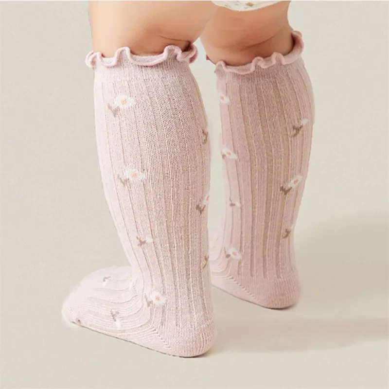 Calcetines para niños de 0 a 5 años, Otoño Invierno, calcetines de algodón con estampado para niñas, calcetines largos de princesa de belleza suave para niños pequeños - imagen 2