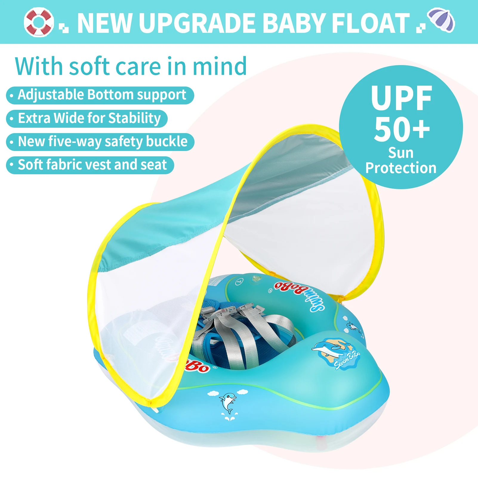 Swimbobo anillo flotante inflable con asiento ventilado y bolsillo - imagen 3