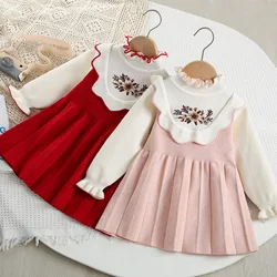 Vestido de punto bordado con flores para niña MILANCEL - Otoño