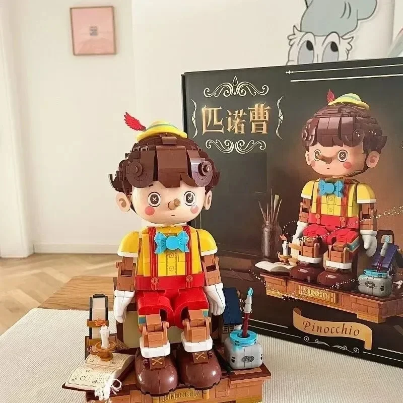 Bloques de construcción de Pinocho para niños, muñeco clásico de cuento de hadas de nariz larga, modelo de marioneta, decoración de escritorio, juguetes educativos DIY, regalos