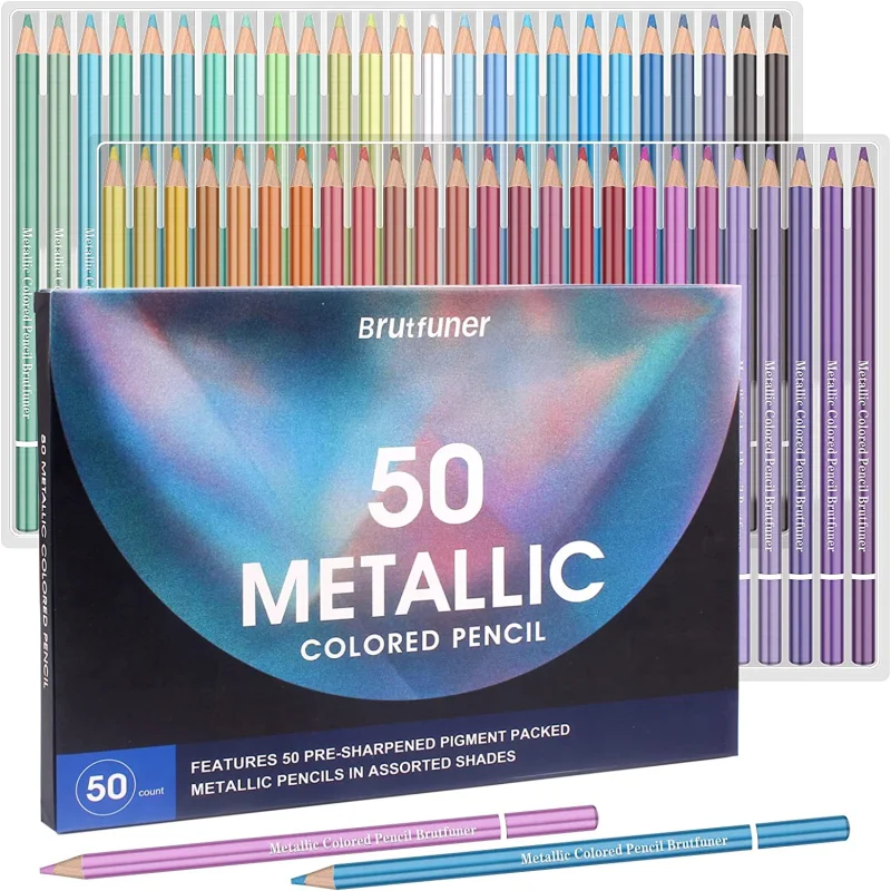 Brutfuner Lápices metálicos de colores para niños dibujo escolar - imagen 2