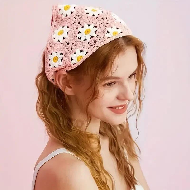 Diadema triangular de punto para niña – Estampado de fresa - imagen 2