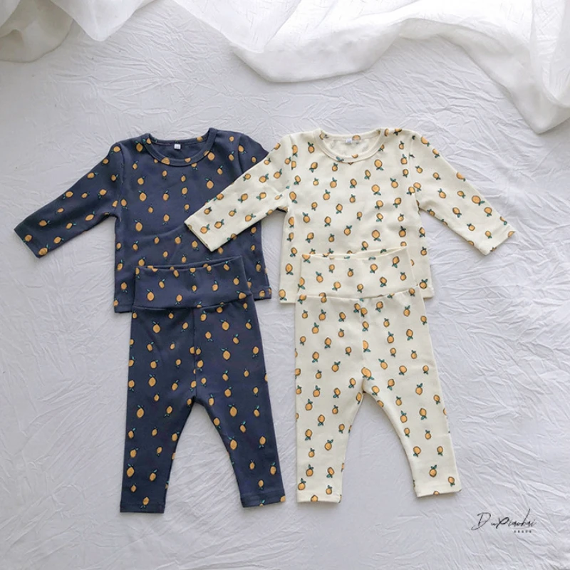 Ropa de dormir bonita de dibujos animados para bebé, conjuntos de pijamas de fruta dulce para niño y niña, ropa de dormir de cintura alta de algodón suave para chico joven - imagen 2