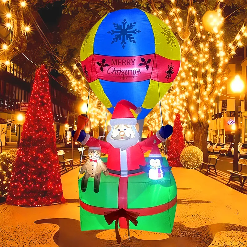 Juguetes inflables de Navidad con forma de globo de aire gigante, modelo inflable de Papá Noel, luces LED, decoración de Navidad al aire libre, regalo, 9 pies - imagen 3