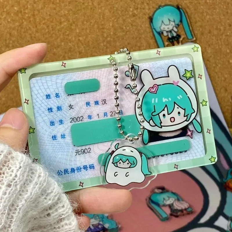 Hatsune-portatarjetas transparente de acrílico Miku, estuche de negocios para autobús, funda para tarjeta de identificación de crédito bancaria, funda impermeable para tarjeta de identificación - imagen 3