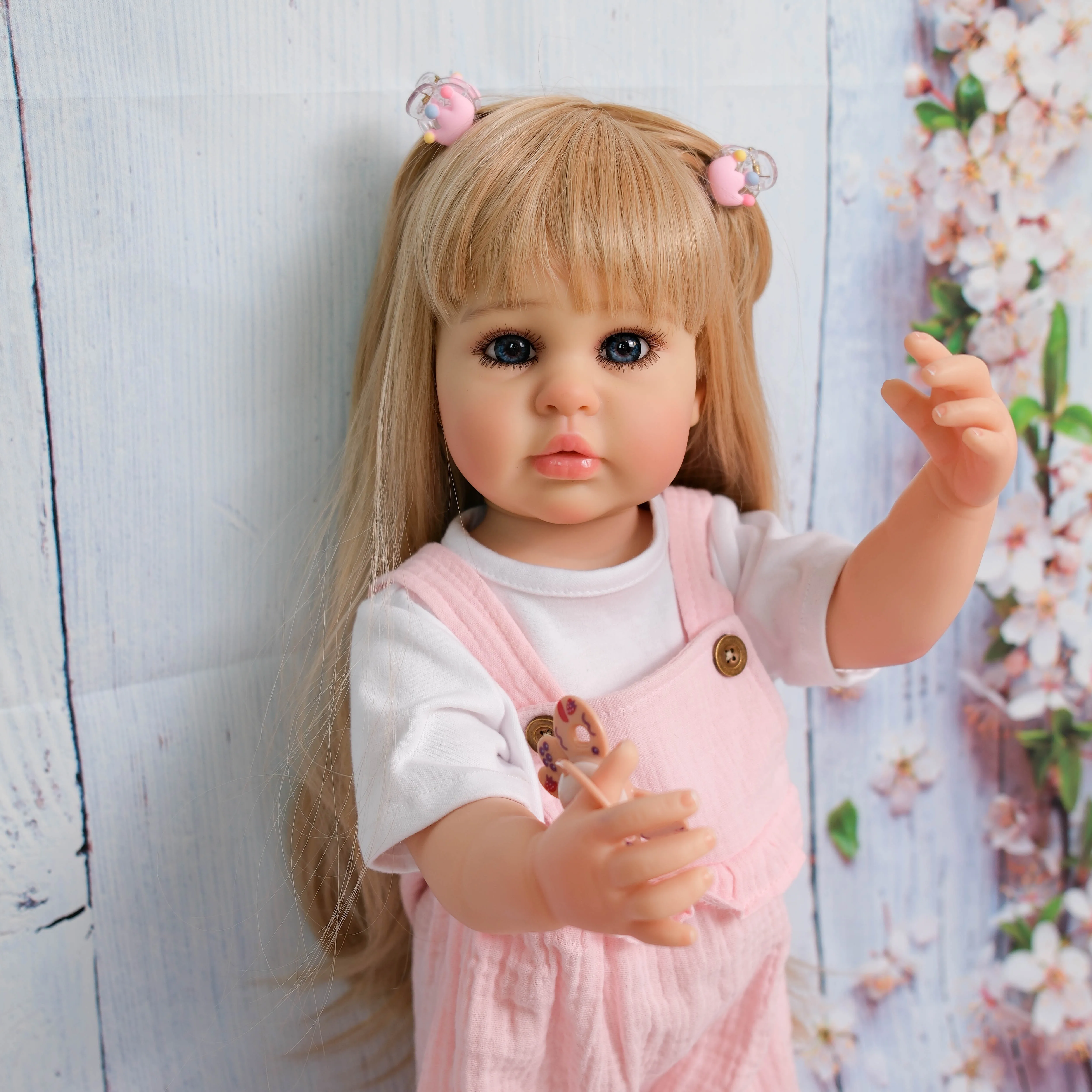 NPK 22 ''hecho a mano de cuerpo completo vinilo Reborn niño princesa Ellie con patas de pie pintura a mano muñeca de arte realista coleccionable - imagen 2