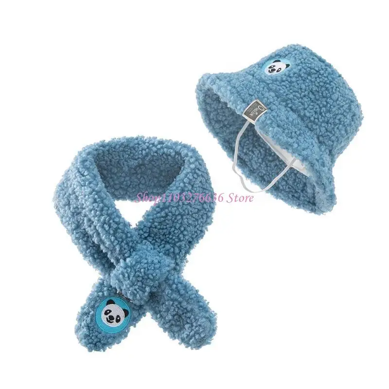 Gorro y bufanda cálida de invierno para bebé con forro en color sólido - imagen 3