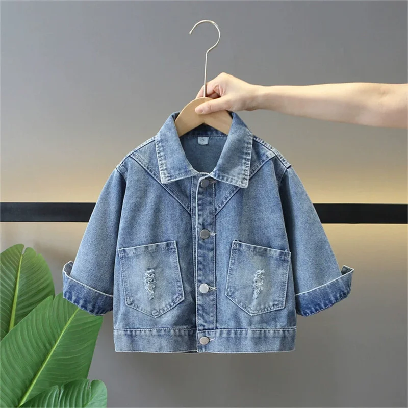 Abrigo vaquero para niños y niñas con pajarita – Primavera y otoño - imagen 4