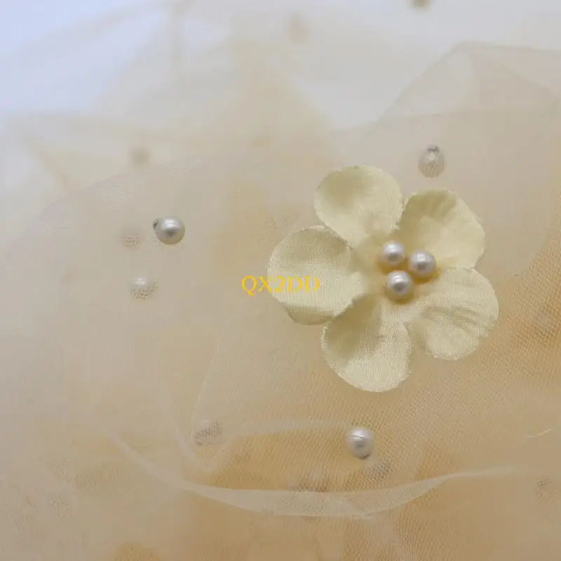 Qx2d 2pcs recién nacido fotografía para bebés envoltura larga cuentas gasa gasa decoración flores bricol - imagen 3