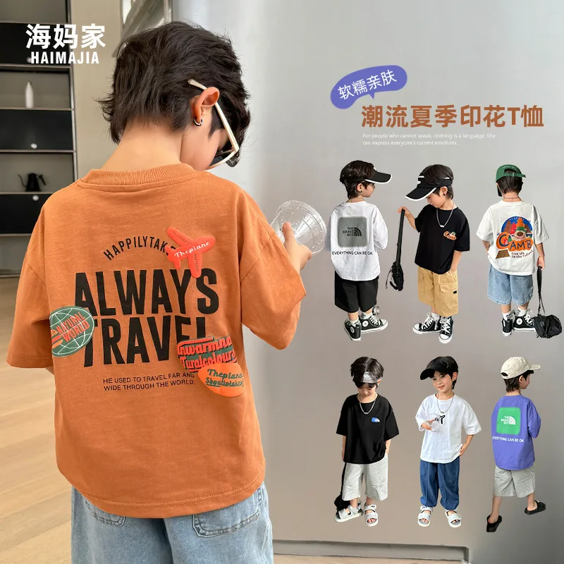 Camisetas de algodón para niños – Moda coreana extragrandes estampado - imagen 3