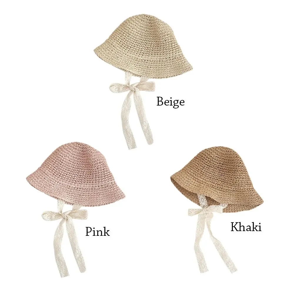 Sombrero de paja de encaje para bebé, gorro de playa, informal, Princesa, Panamá, Verano - imagen 5