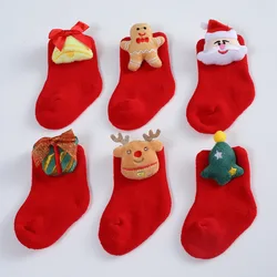 Calcetines largos de felpa térmica para bebé – Dibujos animados invierno