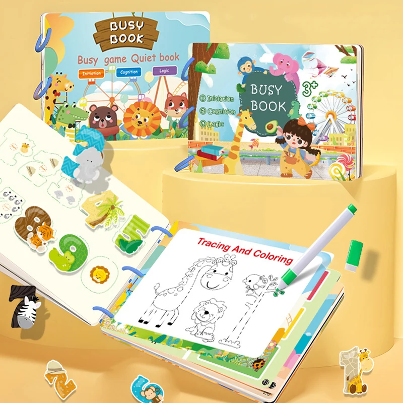 1 Juego de libro ocupado, libro de contabilidad manual de dibujos animados, libro silencioso DIY, juego interactivo Montessori, Carda, regalo sorpresa preescolar, recuerdos de fiesta ZYF - imagen 2