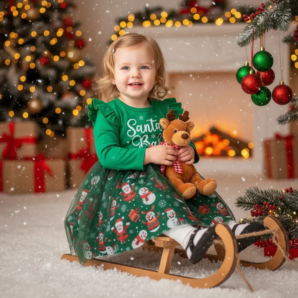 Vestido de Navidad para niñas, vestido de princesa de manga larga, trajes para niñas pequeñas, vestido de tul para fiesta de año nuevo - imagen 4
