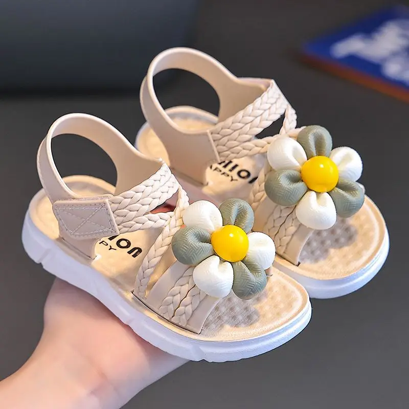 Sandalias para niños, novedad de verano, sandalias de playa, suela blanda, antideslizantes, zapatos para niños, zapatos de princesa a la moda, zapatos planos versátiles para niñas