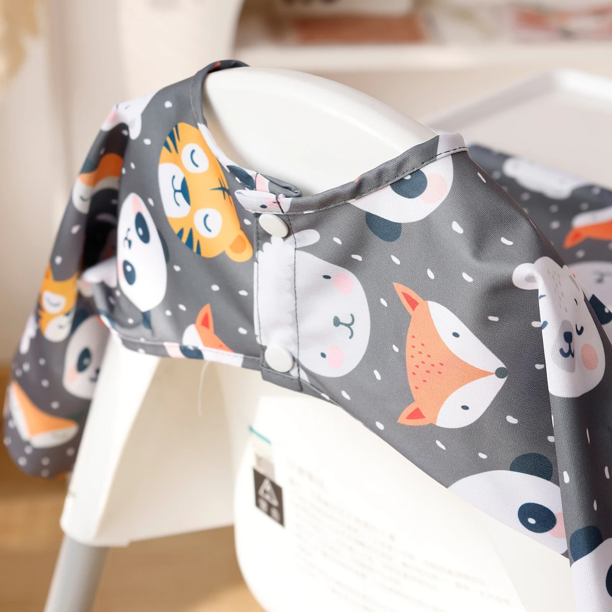 HappyFlute nuevo 1 Uds estampado Animal estilo lindo uso en mesa tela de poliéster impermeable manga larga Baberos de alimentación de bebé a prueba de desorden - imagen 5