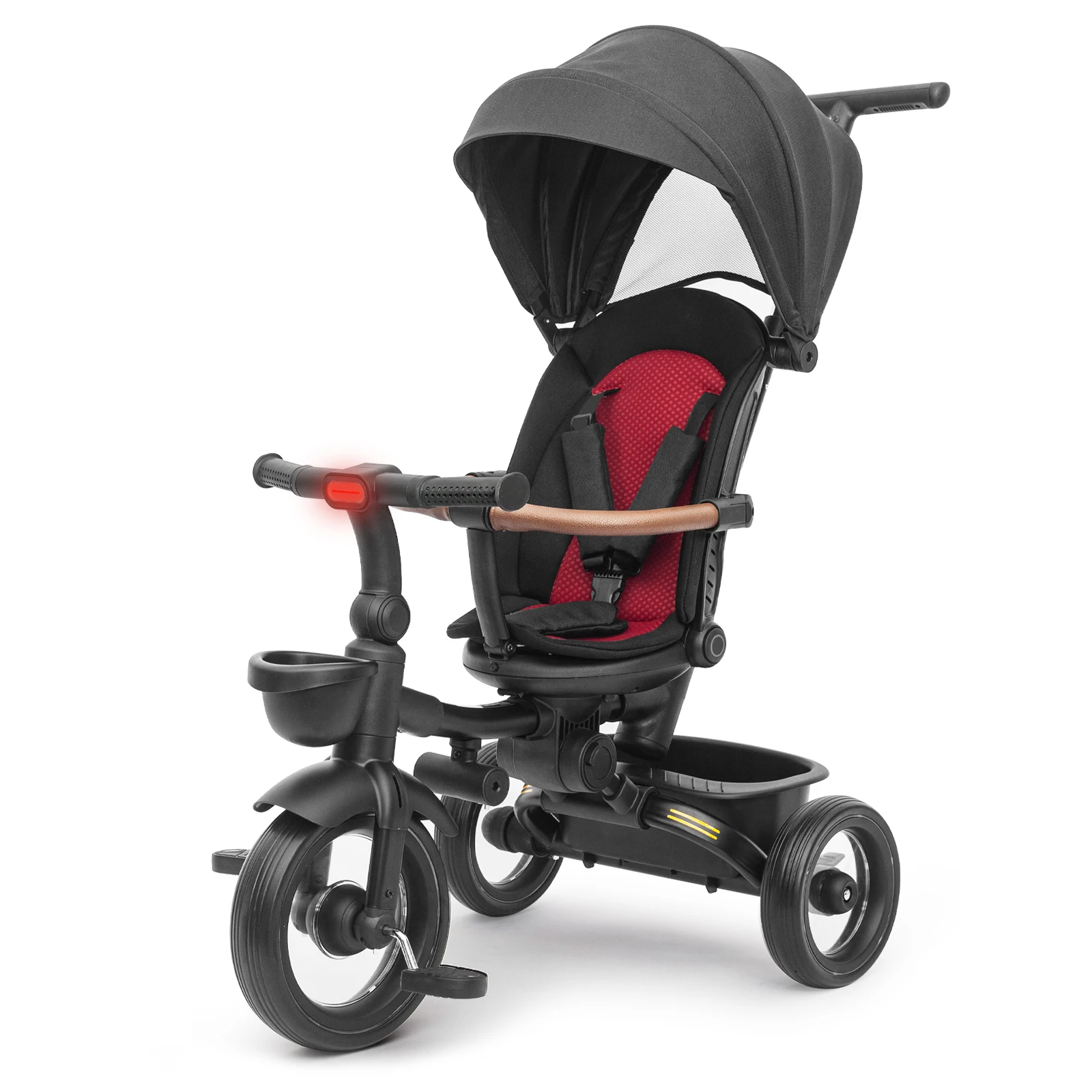 UBRAVOO Triciclo para bebé, triciclo plegable 7 en 1 para niños de 6 m+ a 5 años, faros. Cochecito de bicicleta todoterreno para paseo y dirección