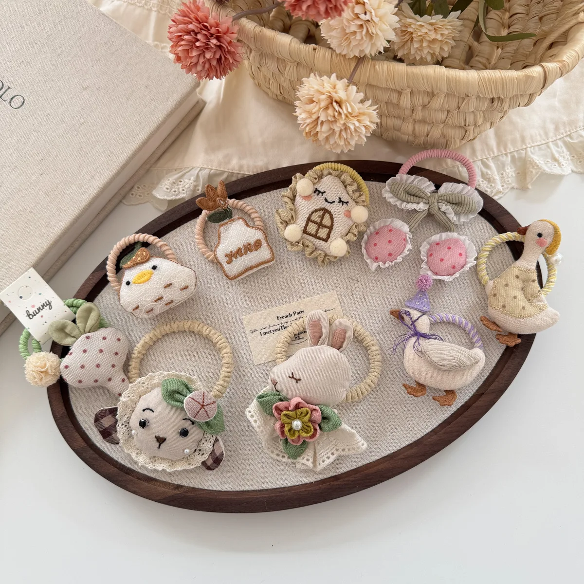 Diademas de cereza de conejo de dibujos animados de tela para primavera y verano, bandas de goma para niñas pequeñas, accesorios para el cabello de alta elasticidad - imagen 3