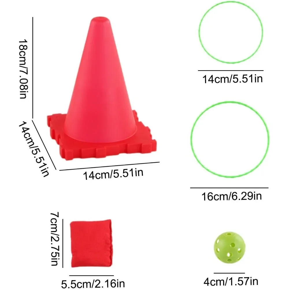 Juego de lanzamiento de conos de pelota, anillo y puf 3 en 1, con luz, múltiples modelos de objetivos de lanzamiento, juego de fiesta en el patio familiar al aire libre - imagen 2