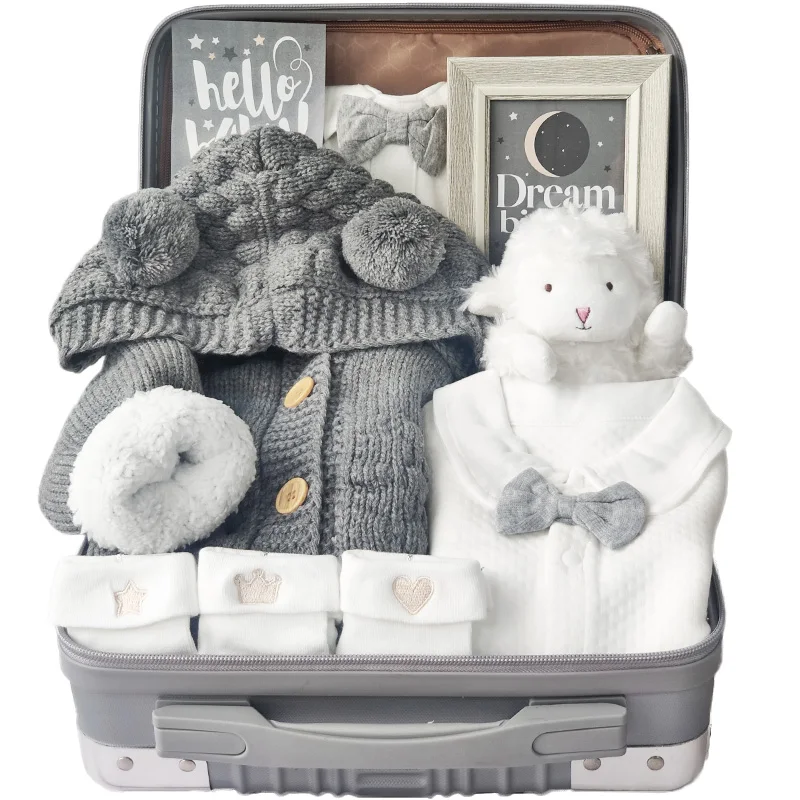 Caja de regalo de Dollbling para recién nacido, suéter de ganchillo de punto de caballero pequeño, banquete de cien días, decoración de guardería, Colthes