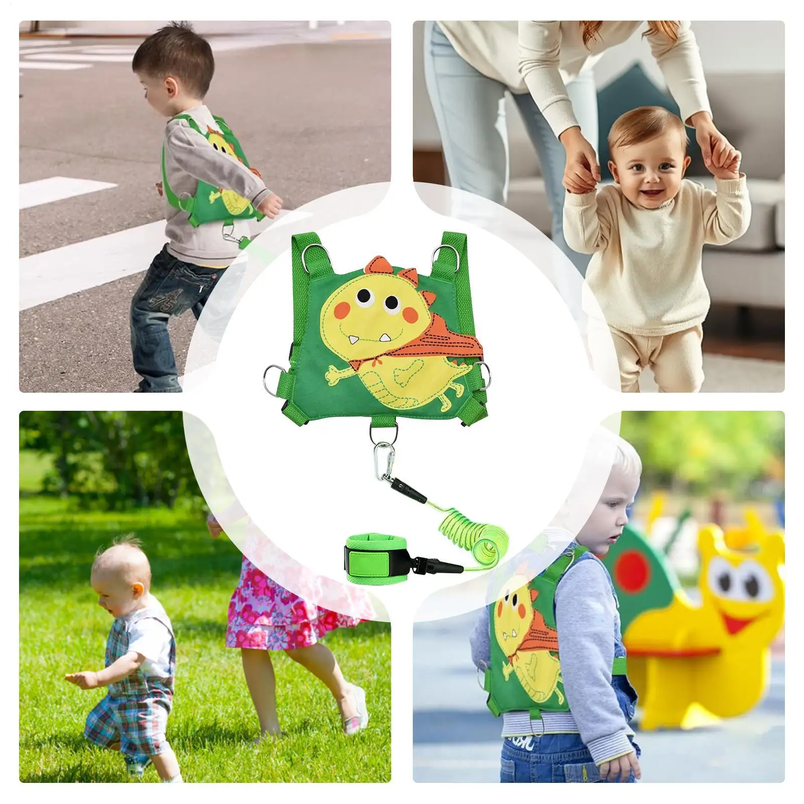 Arnés reflectante dinosaurio con correa y pulsera para niños - imagen 3