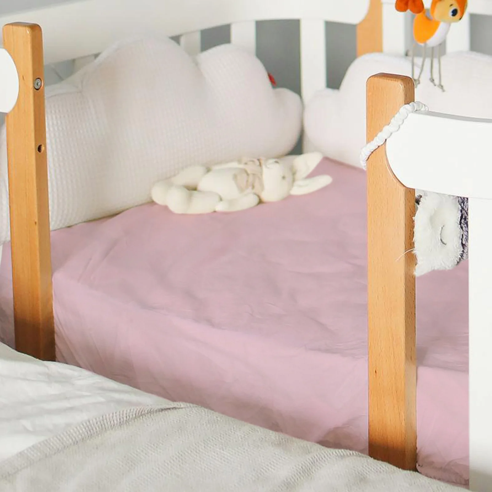 Sábana Ajustable para Cuna de Bebé, 28X52 Pulgadas, Cubre Colchón Azul Suave para Cama de Bebé, Protector de Sábana Transpirable de Tela para Cuna - imagen 4