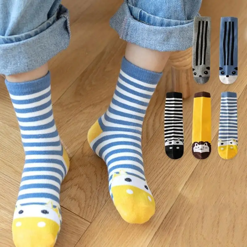 QX2D 5 pares calcetines para niños calcetines algodón calcetines dibujos animados para niños 1-12 años - imagen 2
