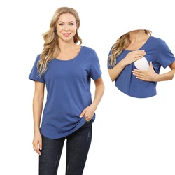 Camiseta de embarazo con lactancia en algodón elástico - Talla grande