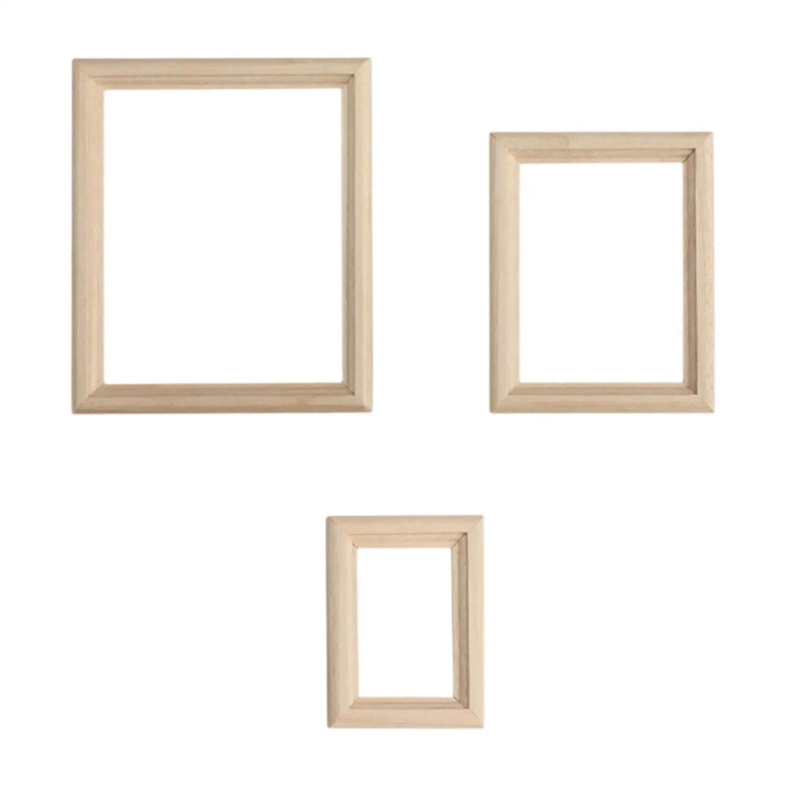 3x 1:12 Simulación Accesorios para casa de muñecas Marco de fotos de madera para niñas y niños - imagen 2