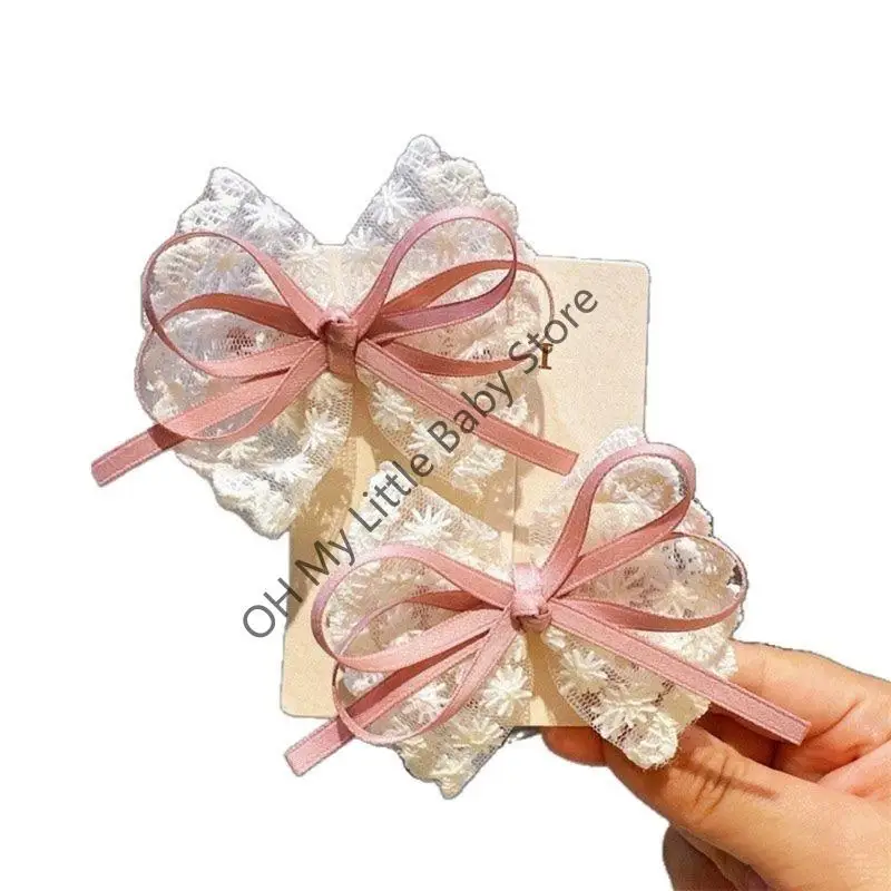 M76C Lace acentuado clips para cabello para niñas Decoración decoración del niño Bowknot Bowknot - imagen 5