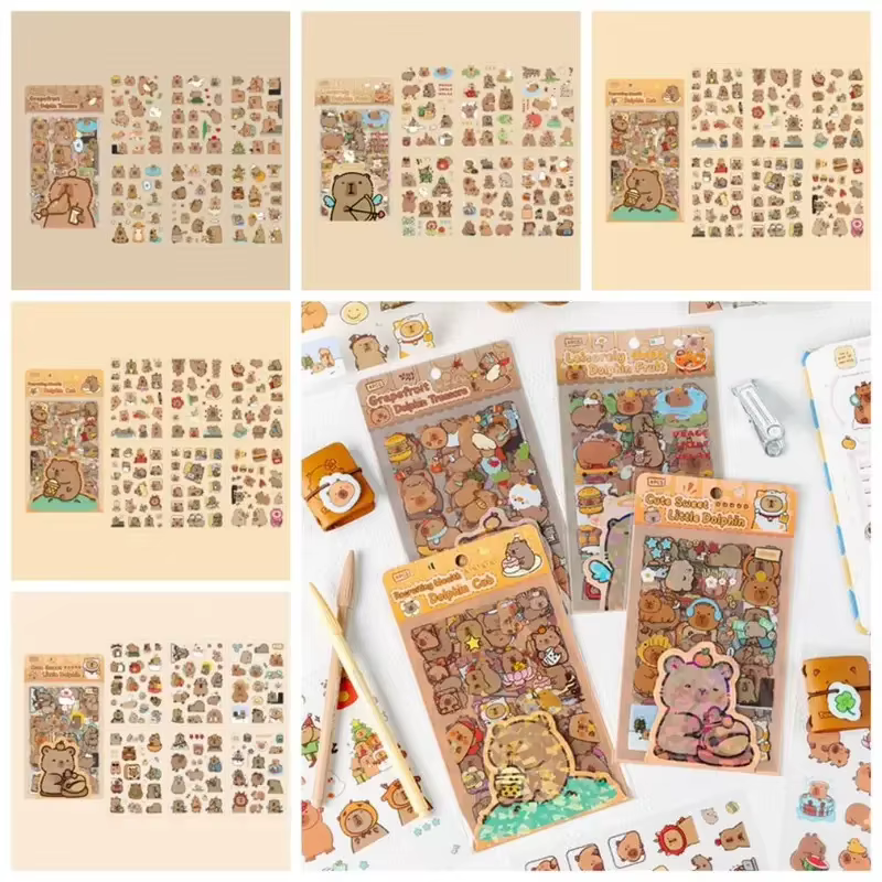 Pegatinas transparentes impermeables de capibara estilo kawaii - imagen 4