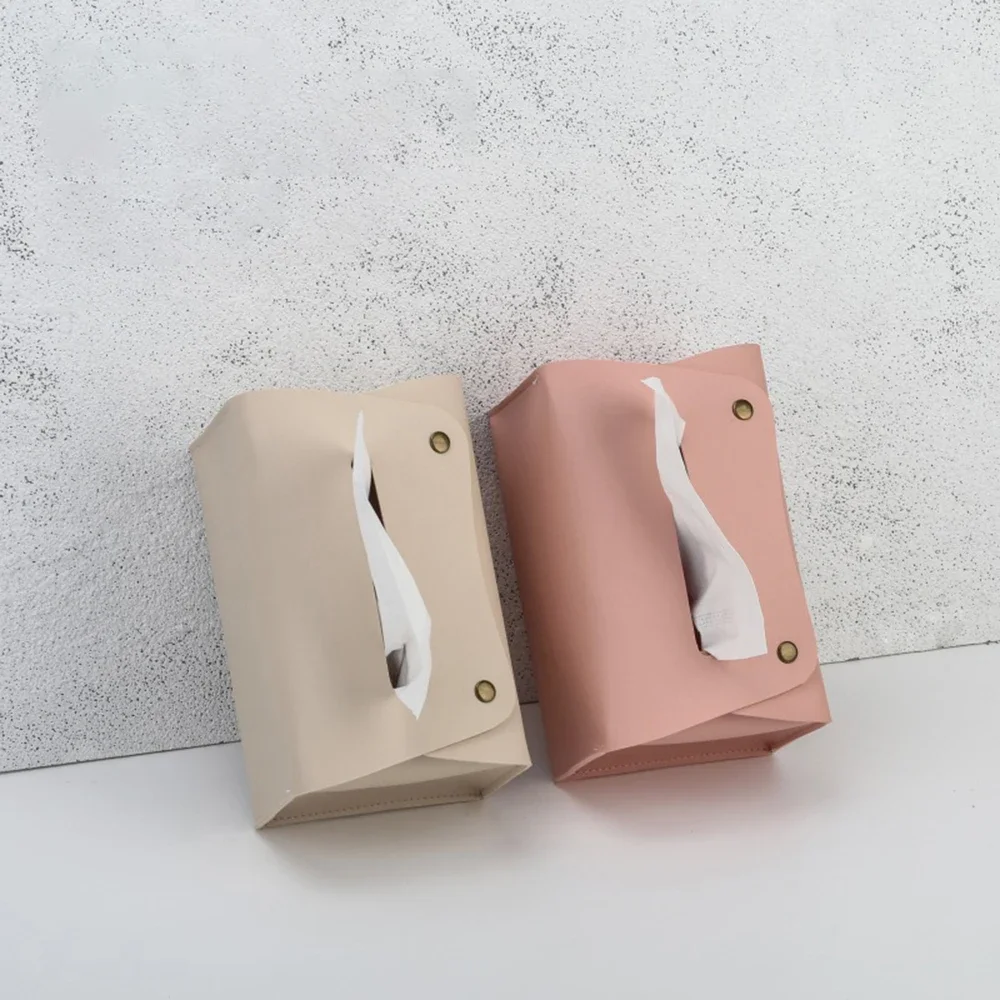 Caja de pañuelos de cuero Pu para el hogar, decoración de escritorio, adecuada para comedor, sala de estar, cocina, caja de almacenamiento de pañuelos - imagen 3
