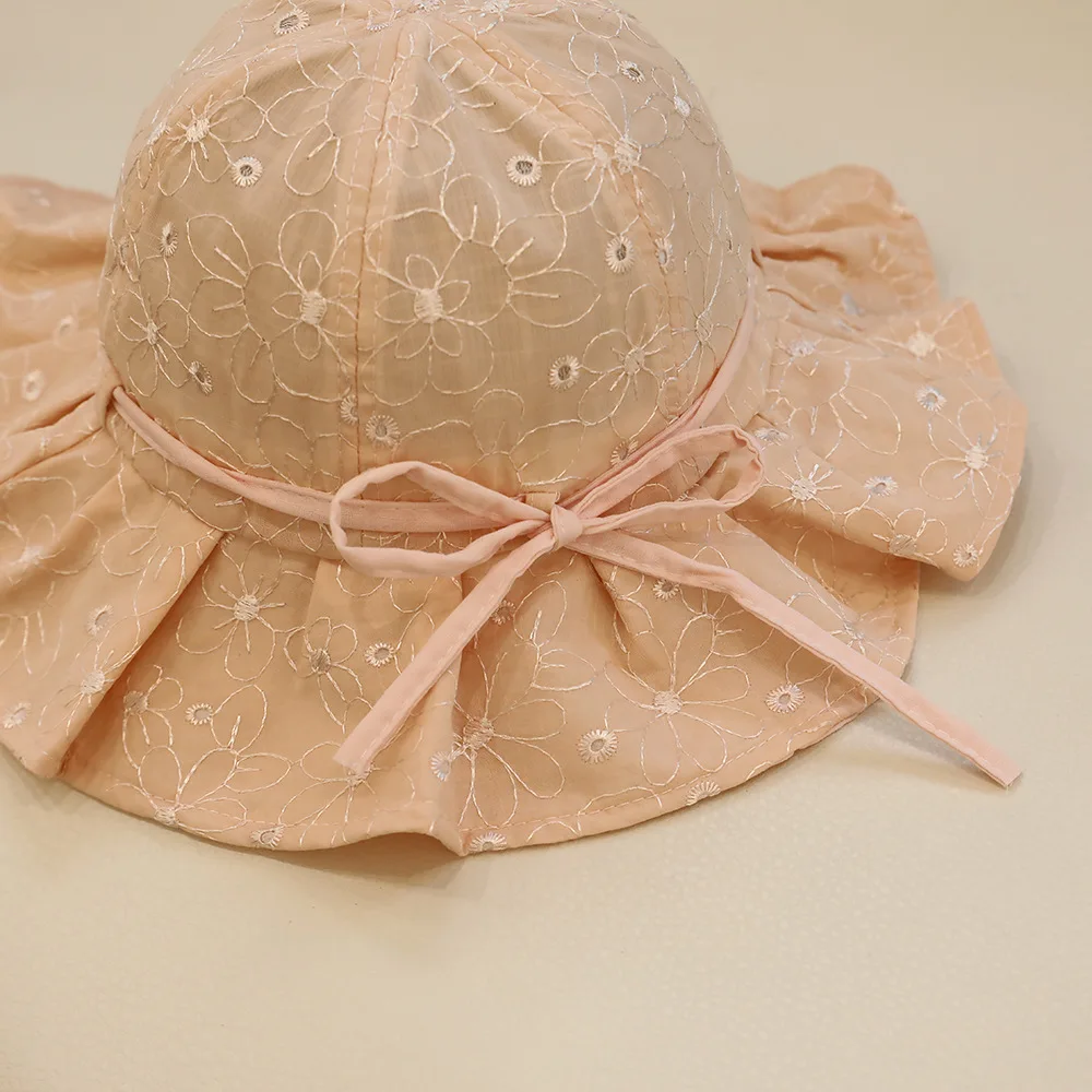 Sombrero de pescador con volantes para niños y niñas, gorro fino para el sol, bonito Floral para exteriores, novedad de verano - imagen 5
