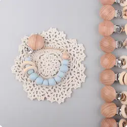 Cadena chupete silicona madera anti caída bebé