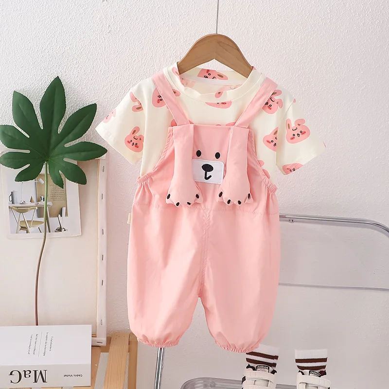 Conjunto de ropa de verano para bebés y niñas, camiseta y pantalones cortos, chándal infantil de dibujos animados, 2 uds./Set - imagen 4