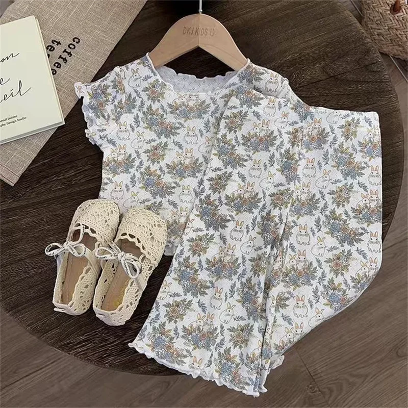 Conjuntos de verano para niñas - Camiseta estampada y pantalón