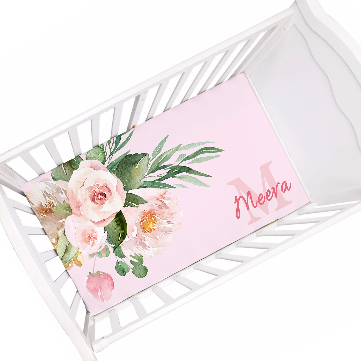 Juego de sábanas bebé con flores y nombre personalizado – Regalo ideal - imagen 5